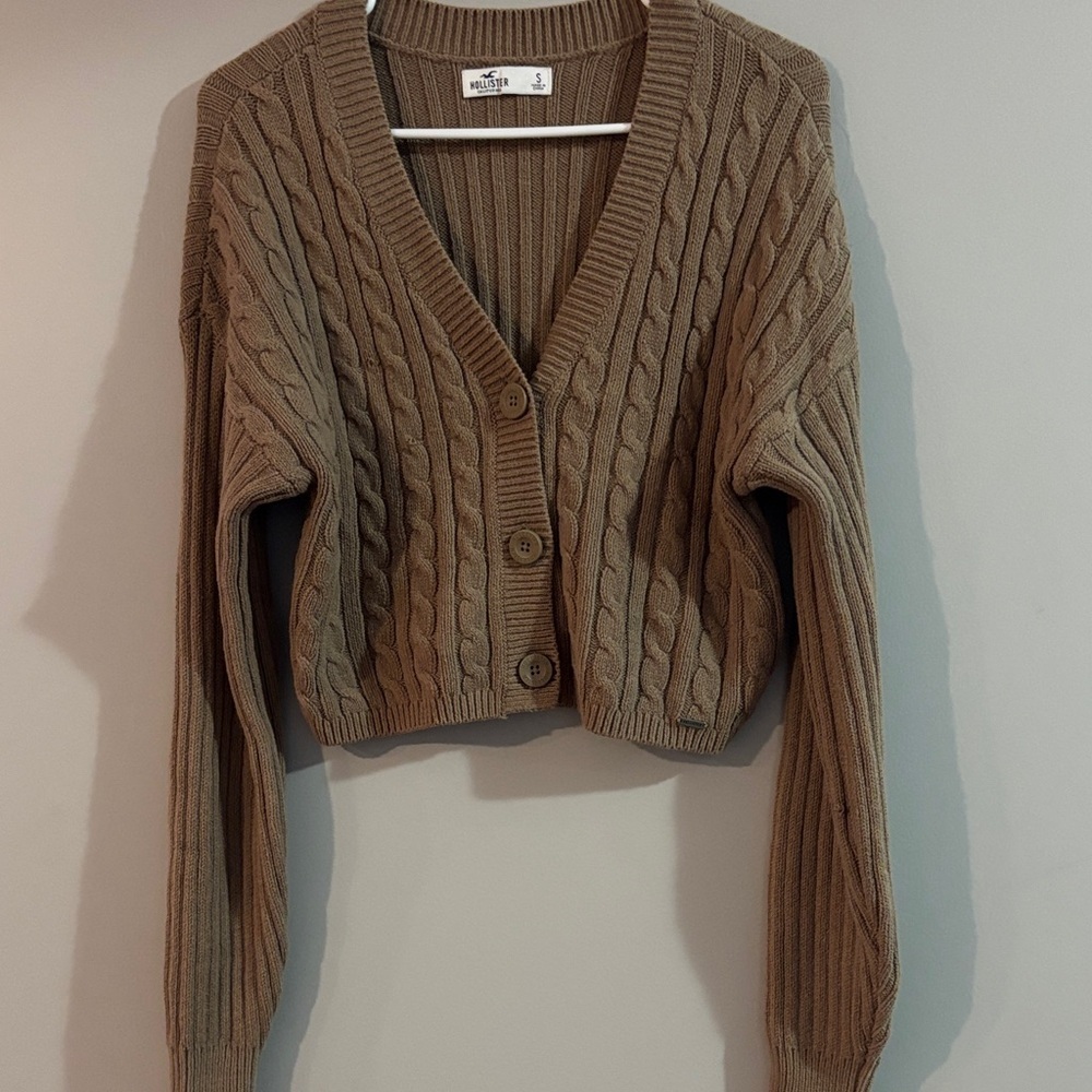 Hollister Tan Cable Knit Cardigan